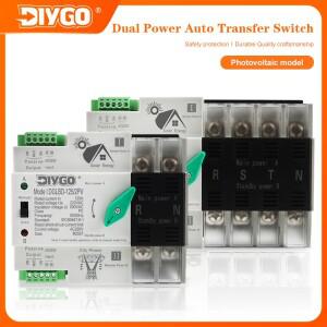 DIY GO 레일 듀얼 파워 자동 전환 스위치 2P 110/220V 태양광 인버터-그리드 무정전
