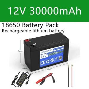 12V 배터리 30Ah 18650 리튬 팩 분무기 내장 BMS 캠핑 LED 조명 장난감 자동차 충전기