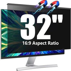 JEEETINTX 컴퓨터 모니터용 32인치 16:9 와이드스크린 데스크톱 PC용 자기식 프라이버시 스크린, 걸이형 탈부착 가능 눈부심 방지 블루라이트 차단 프로텍션 쉴드, 스파이 스크린 프로텍터 패널