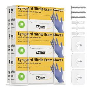 TPmax L 사이즈 장갑 박스 홀더 장갑박스 와이어 랙 디스펜서, 티슈, 종이 타월 정리함 - 장착 액세서리 포함 3개 수납 가능 실험실, 식품 서비스 및 가정에 적합