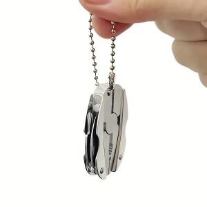 스테인리스 스틸 멀티툴 열쇠고리 EDC 휴대용 접이식 드라이버 펜치 아웃도어 캠핑 생존 선물