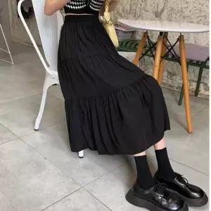 여성 A라인 주름 롱 스커트 허리 밴딩 치마 데일리 하의