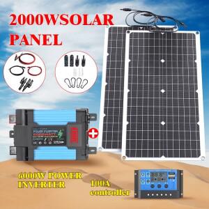 110V220V 6000W 유연한 태양 전지 패널 시스템 키트 배터리 충전기 컨트롤러 인버터 홈 야외 캠핑 완료