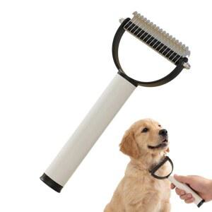고양이와 개용 양면 데마트 콤, 언더코트 레이크, 안전한 털 빠짐 관리 도구, 긴 두꺼운 반려동물을 위한 부드러운 매트 제거제, 인체공학적 반려동물 미용 브러시
