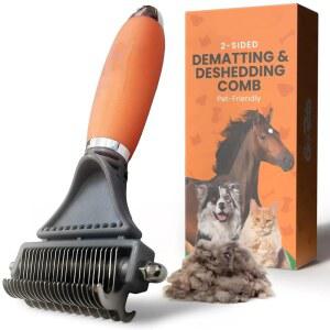 VAELIS 2-in-1 양면 강아지 고양이 미용 빗, 헐렁한 털 엉킴 털 뭉침 제거용 반려동물 단모와 장모용 속털 도구, 부드러운