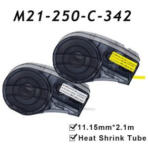 M21-250-C-342-WT YL 자체 접착 열 수축 튜브  산업용 케이블 라벨  BRADY BMP21 PLUS 호환 가능  11.15mm