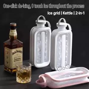 휴대용 큐브 트레이 2in1 접이식 제빙기 물병 등급 부드러운 실리콘 메이커 주방 바 도구 가정용