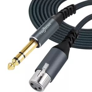 Twozoh 쇼트 XLR 여성-1/4 TRS 케이블 1FT 6.35mm 스테레오 잭 밸런스드 3핀 마이크