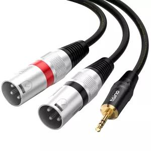 tisino 3.5mm to Dual XLR 스테레오 케이블 1/8인치 미니 잭 2 수컷 Y 스플리터 어댑터 코드 - 3.3피트