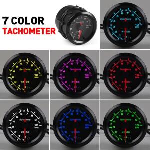 다이노레이싱 2인치 52mm 7색 LED 자동차 타코미터 0-10000 RPM 게이지 고속 스테퍼 모터 차량용 BX101486