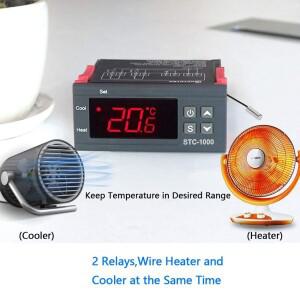 STC-1000 LED 디지털 온도 컨트롤러 인큐베이터 냉장고 조절기 릴레이 가열 냉각 220V 용