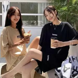 오너클랜 데일리 골지 홈반팔 레터링 셋업 SIS505 여름 여성 면 티숙 ylt 캐릭터 오버핏 프린트 홈 신상