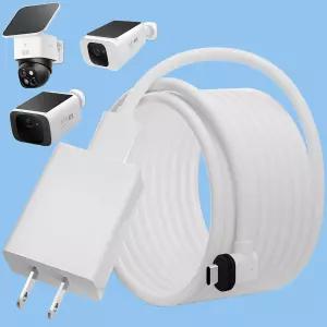 eufy SoloCam S340/eufyCam S300 3C 용 20FT 전원 연장 케이블 어댑터 및 방수 C 타입 카메라를 지속적으로