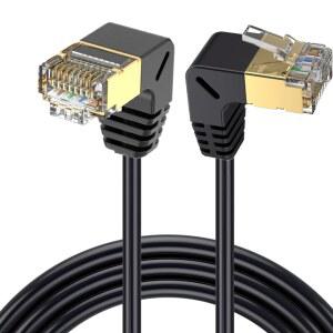 ㄱ자랜선 CAT8 이더넷 케이블 SFTP 40GBPS 2000MHZ 네트워크 90도 초극세 CAT 8 직각 위 RJ45 LAN 인터넷