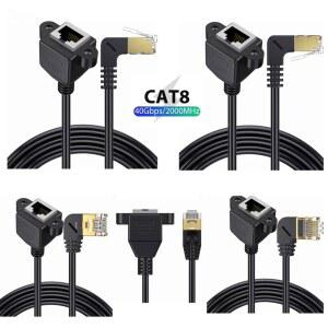 ㄱ자랜선 90도 각도 CAT8 8PIN RJ45 40GBPS PC 연장 네트워크 노트북 케이블 이더넷 컴퓨터 남성여성 2000MHZ 라우터