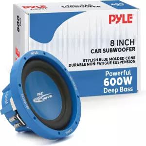 Pyle Car 차량용 서브우퍼 오디오 스피커 - 8 블루 인젝션 몰딩 콘 크롬 도금 플라스틱 바스켓 듀얼 보이스