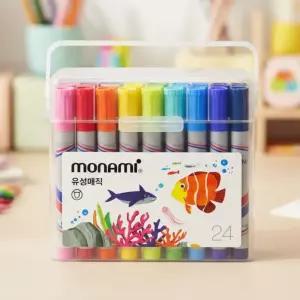 모나미 칼라 유성매직 둥근닙 사각닙 색칠하기 미술 컬러마카 유성펜 POP아트 (24색)