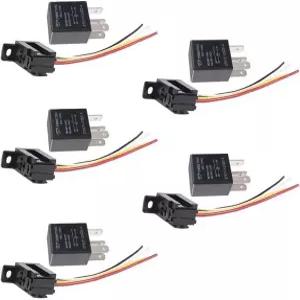 ESUPPORT 자동차용 중부하 릴레이 스위치 12V 30A SPST 4핀 와이어 소켓