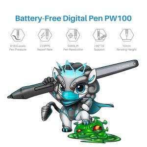 HUION Inspiroy H1060P 그래픽 드로잉 태블릿, 8192 압력 감도 배터리 프리 스타일러스 및 12개의 맞춤형