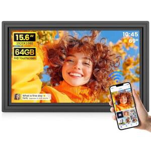 64GB 15.6인치 대형 디지털 액자 1920 X 1080 FHD IPS 터치 스크린을 갖춘 UHALE WIFI 전자 사진 자동 회전 벽걸이형 SD&USB 카드 지원 휴대폰에서 사진/동영상 즉시 공유