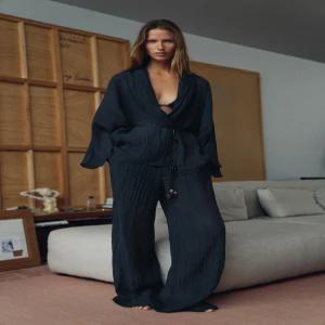 ZARA 링클 이펙트 세미 시스루 팬츠 - 네이비 4387/233/401