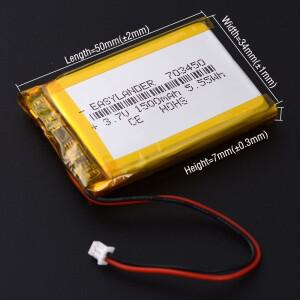5개/몫 JST 1.25 2P 603450 3.7V 1200mAh 리튬 폴리머 이온 배터리 Lipo