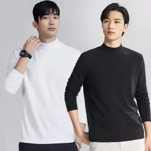 남자 얇은 반목티 가을 겨울 반폴라 무지 기본 면티셔츠 레이어드티