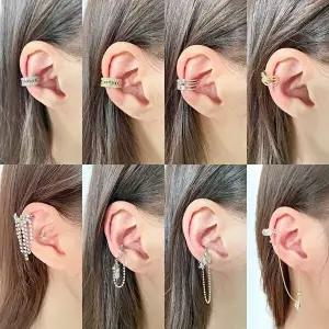 [옷자락]선물용 썸머링 심플 드롭 링 이어커프 8type