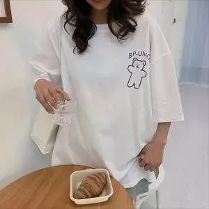 프린팅 캐주얼 루즈핏 데일리 반팔티 LKT14 나시 니트 면 티숙 TWFNJOE2