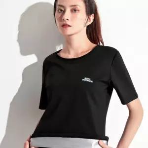 여자 블랙 땀복 반팔 티셔츠 트레이닝 헬스복 상의 트레이닝복 운동복 a-WFFN0E5