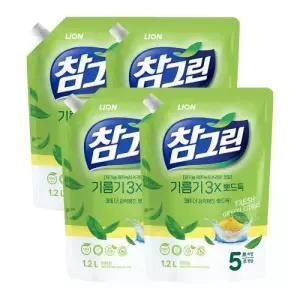 참그린 기름기뽀드득 주방세제 리필 1.2L 4개