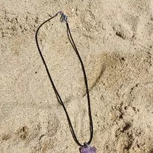 보라 자수정팬던트 끈목걸이 스톤 원석