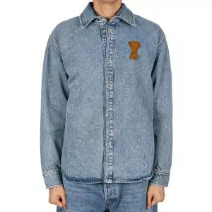 (D)아미 26SS 공용 빅 하트로고 데님 셔츠 유즈드블루 UJK897 DE0046 480 M사이즈