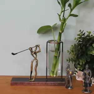 골프 황동수공예 시험관 수경식물 장식 유리 꽃 화병병 용화병 용품 금속품 메탈 인테리어품 소품 콘솔품
