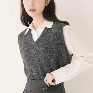 [로엠] V넥 울 니트조끼 RMVKE11RTA-T