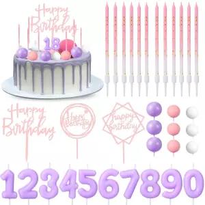 Yerliker 생일 축하 케이크 토퍼 양초 골드 34개