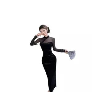 홈센주샵 여성 빈티지 변형 망사 원피스 가을 옷 트임 슬림핏 원턱 스커트