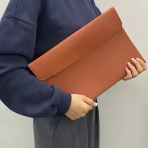 가로형 가죽 서류 파우치 파일가방 브라운