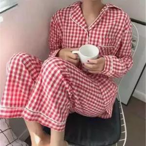 [라일리여성언더웨어] Rly 파자마 세트 여성 체크무늬 홈웨어