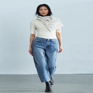 ZARA ZW 컬렉션 미드라이즈 릴랙스드 앵클 청바지 - 라이트 블루 1934/240/406