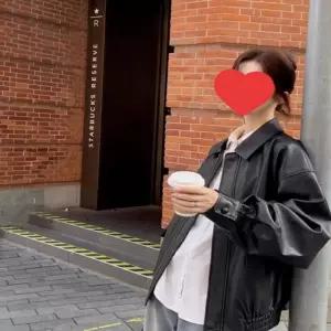 (올핀)여성 오버핏 페이크 레더 자켓 간절기 가죽 점퍼 2컬러