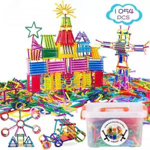 Juboury 1054Pcs 빌딩 토이 블록 바 교육용 세트 퍼즐 맞물리는 창의적 연결 키트 남녀 모두에게 좋은 STEM