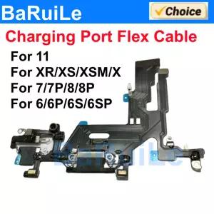 아이폰 호환 X XS Max XR 6 7 8 Plus 6S용 충전 포트 플렉스 케이블 1개 마이크 포함 USB 도크 커넥터 수리