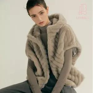 리오벨 최초가 99,000원 FAUX 밍크 쉐브론 반후드 케이프자켓 851616