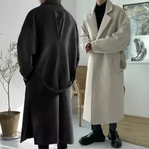 플레이마틴 Y 트임 울 로브 롱코트 루즈핏 겨울 모직 자켓 3color