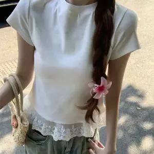 썸머 러블리 프릴 레이스 화이트 티셔츠