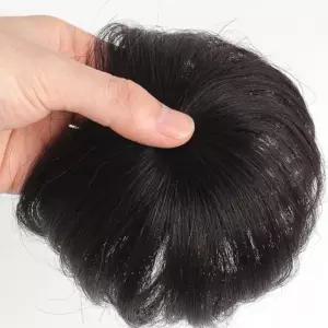 (올핀)남성 인모 블랙 정수리 가발 탑커버 똑딱이 부분가발