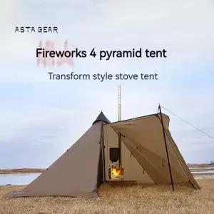 ASTA GEAR Fk 4 캠핑 피라미드 초경량 텐트는 장작을 태울 수 있으며 스노우 스커트가 스토브가 포함되어