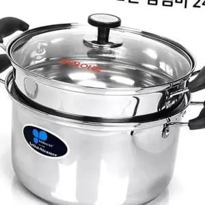 (다올)키친아트 24cm 스텐 곰솥 2단 찜기냄비 주방용품