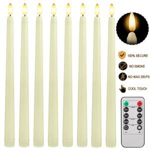 6개 세트 무화염 테이퍼 캔들  10키 리모컨 배터리 작동 LED 크리스마스  할로윈  웨딩용